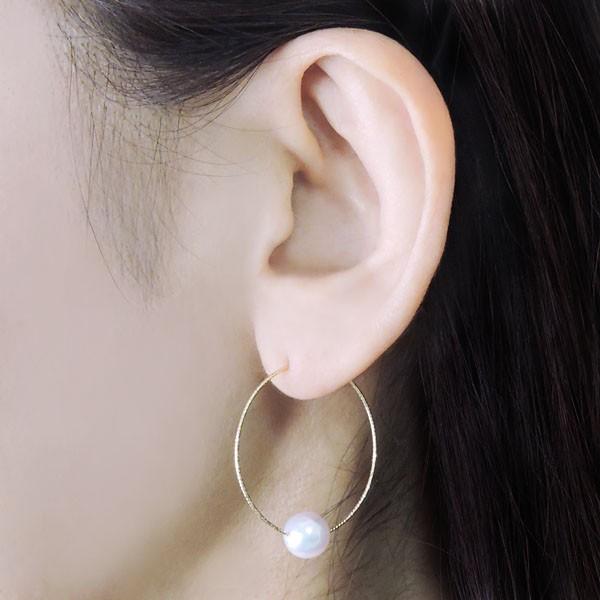 【極美品】パール ピアス パールピアス フープタイプ K18YG ケース付属 パール ピアス 18金 18k 2WAY フープピアス 揺れる ゆれる あこや本