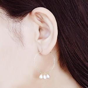 パール ピアス 18金 18k フープ 真珠 k18 ゴールド 淡水 淡水真珠 2WAY ラッピング ゆれる ぶら下がり 送料無料 プレゼント ギフト ご褒美 自分買い puの画像
