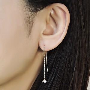 パール ピアス 18金 18k ロング チェーン 真珠 k18 イエロー