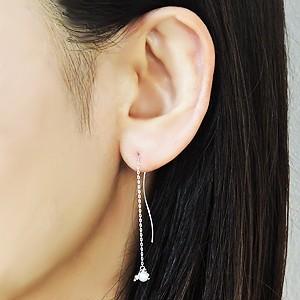 パールピアス 18金 パール ピアス 18k ロング チェーン 真珠 k18