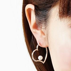パールピアス 18金 ハート フープピアス 真珠 オープンハート k18 ホワイトゴールド レディース ペア 送料無料 プレゼント ギフト 自分買い puの画像