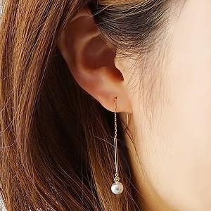 パール ピアス 18金 18k ロング チェーン 真珠 ロング チェーン k18 イエローゴールド あこや本真珠 5mm アメリカン プレゼント ギフト ご褒美 自分買い puの画像