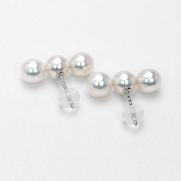 パール ピアス パールピアス pt900 プラチナ 真珠ピアス ベビーパール トリプルパール スタッドピアス 3連ピアス レディース 送料無料 カジュアル 卒業 入学 puの画像