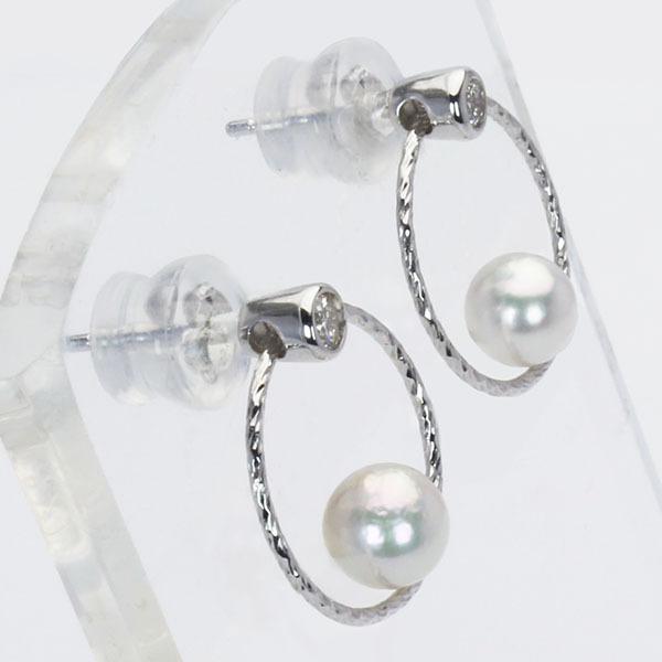 パール ピアス パールピアス 真珠ピアス スタッドピアス ダイヤモンド ペア レディース 18k 18金 ホワイトゴールド 送料無料 プレゼント ご褒美 自分買い puの画像