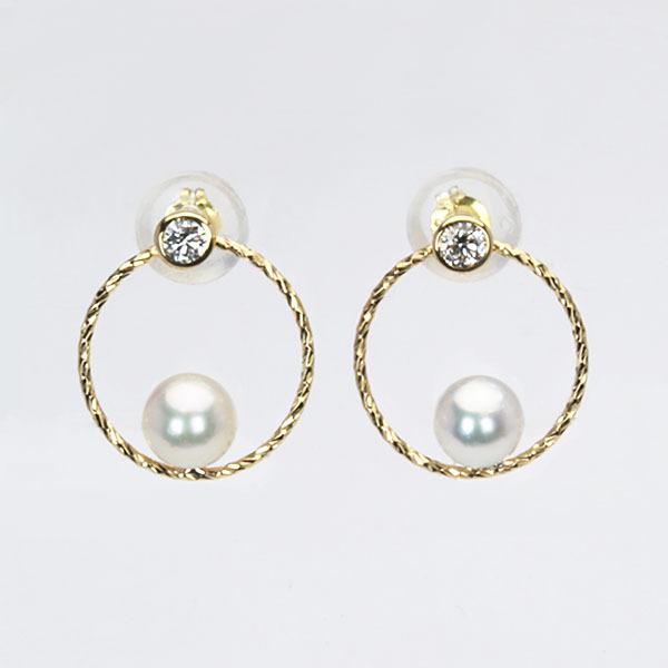 パール ピアス 真珠 パールピアス 真珠ピアス スタッドピアス ダイヤモンド ペア レディース 18k 18金 イエローゴールド 送料無料 プレゼント ギフト puの画像