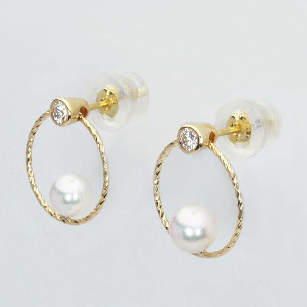 パール ピアス 真珠 パールピアス 真珠ピアス スタッドピアス ダイヤモンド ペア レディース 18k 18金 イエローゴールド 送料無料 プレゼント ギフト puの画像