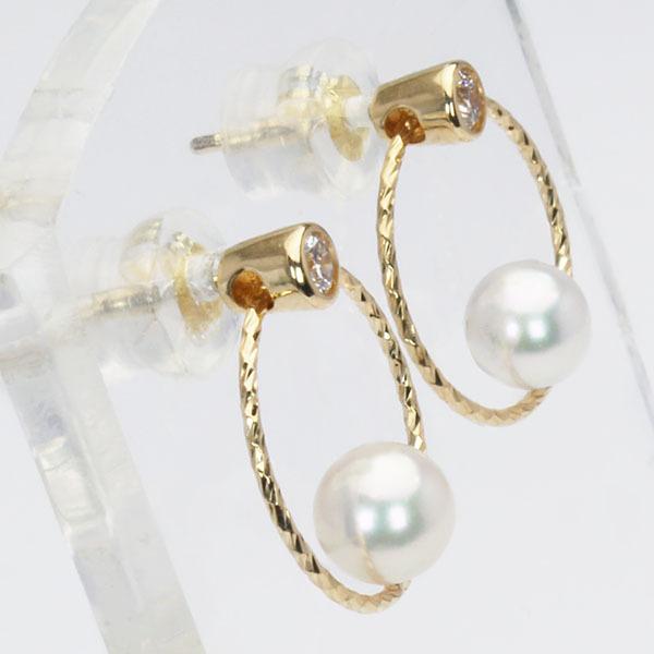 パール ピアス 真珠 パールピアス 真珠ピアス スタッドピアス ダイヤモンド ペア レディース 18k 18金 イエローゴールド 送料無料 プレゼント ギフト puの画像