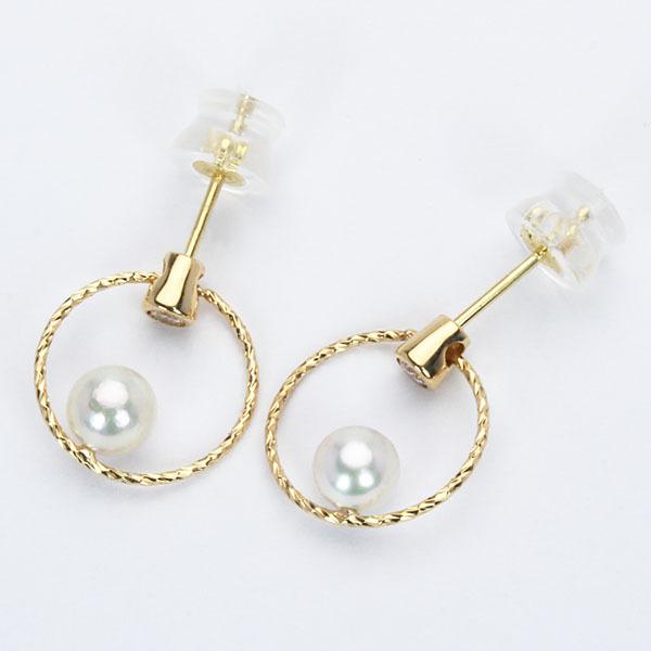 パール ピアス 真珠 パールピアス 真珠ピアス スタッドピアス ダイヤモンド ペア レディース 18k 18金 イエローゴールド 送料無料 プレゼント ギフト puの画像