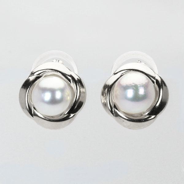 パール ピアス 真珠 パールピアス 真珠ピアス スタッドピアス ペア k18 18k 18金 ホワイトゴールド 本真珠 送料無料 贈り物 プレゼント ご褒美 自分買い puの画像