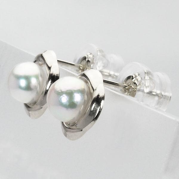 パール ピアス 真珠 パールピアス 真珠ピアス スタッドピアス ペア k18 18k 18金 ホワイトゴールド 本真珠 送料無料 贈り物 プレゼント ご褒美 自分買い puの画像