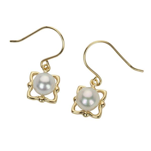 パール ピアス 真珠 パールピアス 真珠ピアス フックピアス ペア k18 18k 18金 イエローゴールド 本真珠 送料無料 プレゼント ギフト ご褒美 自分買いの画像