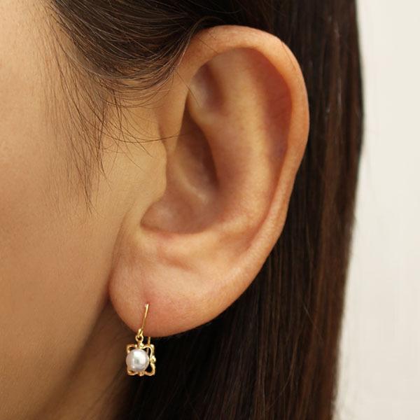 パール ピアス 真珠 パールピアス 真珠ピアス フックピアス ペア k18 18k 18金 イエローゴールド 本真珠 送料無料 プレゼント ギフト ご褒美 自分買いの画像