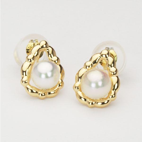 パール ピアス 真珠 パールピアス 真珠ピアス スタッドピアス ペア ティアドロップ 18k 18金 イエローゴールド 本真珠 送料無料 プレゼント ギフトの画像