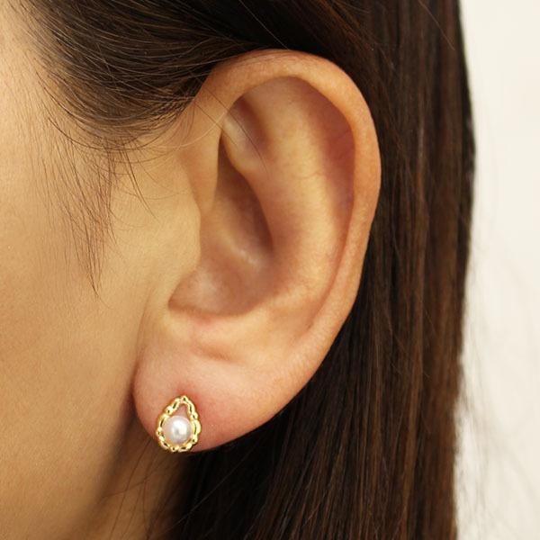 パール ピアス 真珠 パールピアス 真珠ピアス スタッドピアス ペア ティアドロップ 18k 18金 イエローゴールド 本真珠 送料無料 プレゼント ギフトの画像