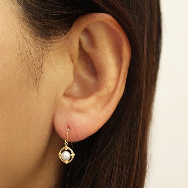 パール ピアス 真珠 パールピアス 真珠ピアス フックピアス ペア k18
