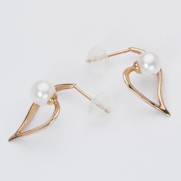パール ピアス ハートピアス 真珠ピアス ピンクゴールド 18金 18k 本真珠 アコヤ ハート ペア レディース 送料無料 プレゼント ギフト ご褒美 自分買い puの画像