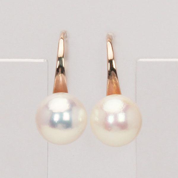 ピアス パールピアス パール 真珠ピアス フックピアス k18 18k 18金 ピンクゴールド 本真珠 アコヤ あこや 送料無料 フォーマル プレゼント ギフト puの画像