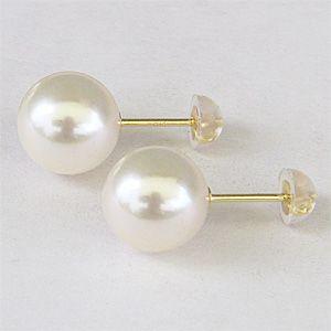 パール ピアス 18金 18k 普段使い 真珠 大珠 9mm あこや本真珠