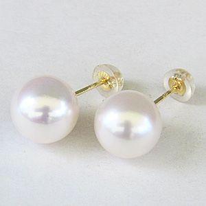 パール ピアス 18金 18k 普段使い 真珠 大珠 9mm あこや本真珠