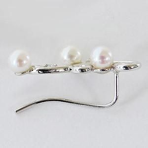 パール ピアス 18金 イヤーカフ 左耳用 真珠 あこや本真珠 3.5-4mm ダイヤモンド ホワイトゴールド k18 イヤーカフス 揺れる プレゼント ご褒美 自分買い puの画像