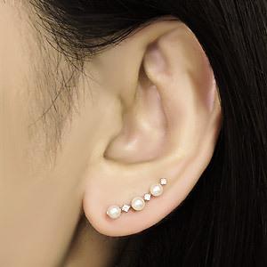 パール ピアス 18金 イヤーカフ 片耳 左耳用 真珠 本真珠 3.5-4mm ダイヤモンド ホワイトゴールド イヤーカフス 送料無料 プレゼント ギフト 自分買い puの画像