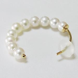 パール ピアス 18金 18k フープ 真珠 あこや本真珠 3.5-4mm k18