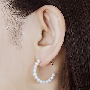 パール ピアス 18金 18k フープ 真珠 あこや本真珠 3.5-4mm k18
