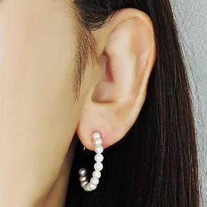 パール ピアス 18金 18k フープ 真珠 あこや本真珠 3.5-4mm k18