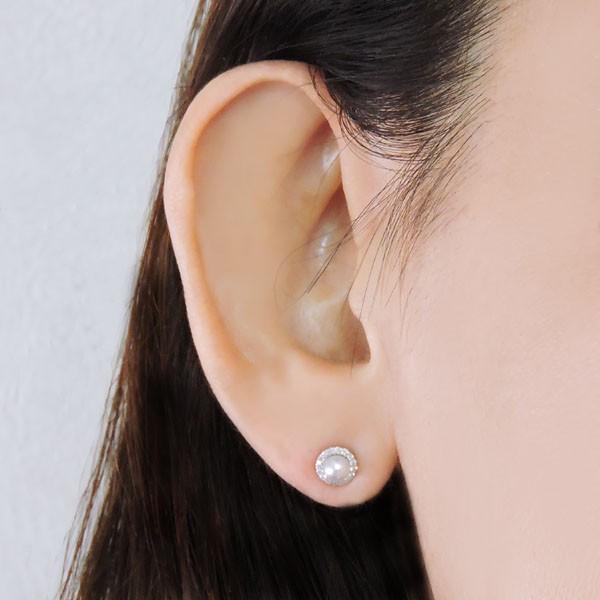 パールピアス 18金 パール ピアス 18k 普段使い あこや本真珠 4mm ダイヤモンド k18 ホワイトゴールド レディース プレゼント ギフト ご褒美 自分買い puの画像