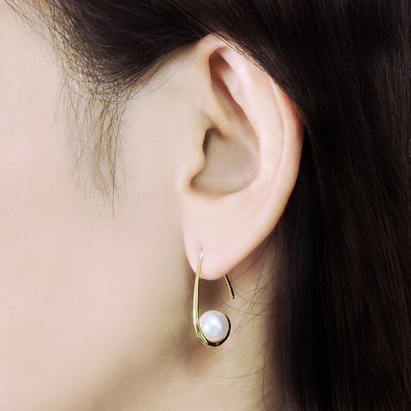 パール ピアス 18金 18k 丸線フック シンプルデザイン あこや本真珠 8  