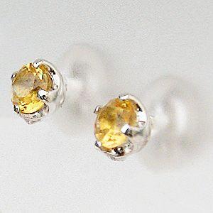 普段使い シトリントパーズ ピアス 一粒 シンプルピアス k18 ホワイトゴールド 送料無料 ジュエリー 人気 プレゼント ギフト ご褒美 自分買いの画像