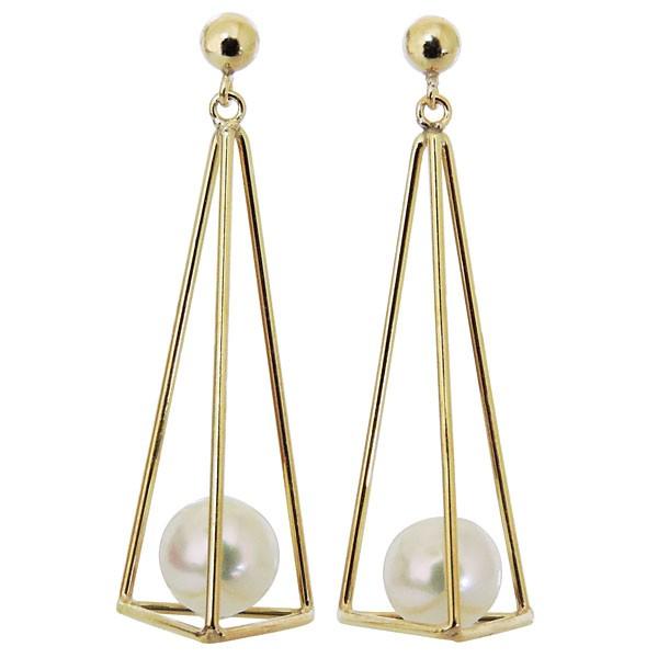 パール ピアス パールピアス 18金 18k スタッド 揺れる ゆれる あこや本真珠 5-5.5mm k18 イエローゴールド 送料無料 プレゼント ギフト ご褒美 自分買い puの画像