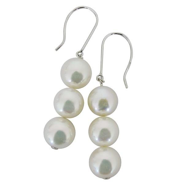 パールピアス 18金 パール ピアス 18k 3連フック ぶら下がり ゆれる 揺れる あこや本真珠 7.5mm k18 ホワイトゴールド レディース プレゼント ギフト puの画像