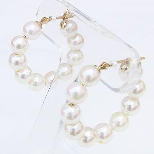 パール ピアス 18金 18k フープ 真珠 ベビー あこや本真珠 5-5.5 パール ピアス 18金 18k フープ 真珠 ベビー あこや本真珠 5-5.5