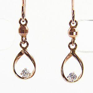 ピアス ダイヤモンドピアス ダイヤピアス フックピアス アメリカンピアス ダイヤモンド ダイヤ k10 ピンクゴールド 送料無料 プレゼント ご褒美 自分買いの画像