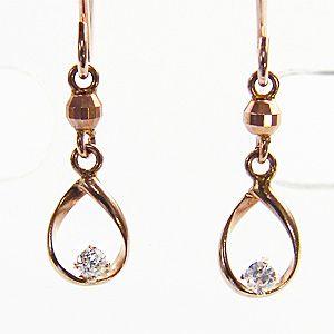 普段使い ダイヤモンド0.02ct k18 ピンクゴールド フックピアス 4月誕生石 アメリカンピアス 一粒ダイヤ 送料無料 プレゼント ギフト ご褒美 自分買いの画像