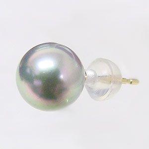 パール ピアス 18金 18k 普段使い 片耳 あこや本真珠 グレー系 k18 