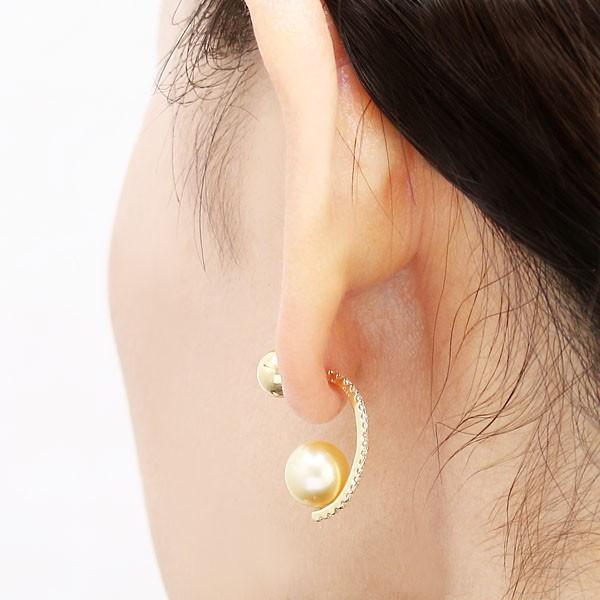 18K ダイヤモンド リバーシブル ピアス コンビ フープピアス 18金 プラチナ シンプル 両耳 リバーシブル