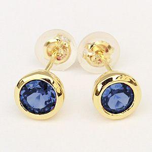 普段使い アイオライト ピアス 一粒 アイオライトピアス シンプル k18 ゴールド 9月誕生石 送料無料 人気 プレゼント ギフト ご褒美 自分買い puの画像