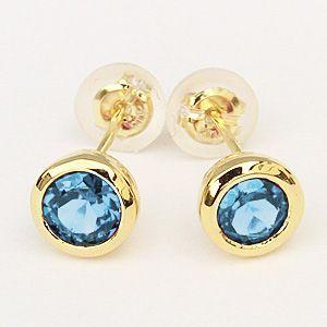 普段使い ブルートパーズ ピアス シンプル 一粒 ブルートパーズピアス k10 ゴールド 11月誕生石 送料無料 人気 プレゼント ギフト ご褒美 自分買い puの画像