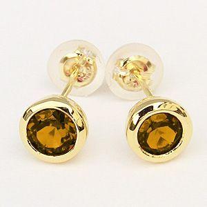 普段使い シトリン ピアス 一粒 シンプル シトリンピアス k10 ゴールド 11月誕生石 送料無料 人気 プレゼント ギフト ご褒美 自分買い puの画像