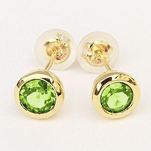 普段使い ペリドット ピアス シンプル 一粒 ペリドットピアス k10 ゴールド 8月誕生石 送料無料 ジュエリー 人気 プレゼント ギフト ご褒美 自分買い puの画像