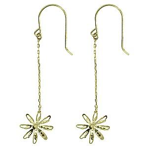 ロングピアス パールピアス フックピアス k10 ゴールド パール 真珠 フラワー 花モチーフ 揺れるピアス送料無料 プレゼント ギフト ご褒美 自分買い puの画像