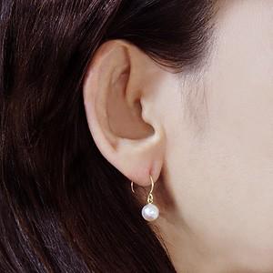 パール ピアス 18金 18k 普段使い フープ あこや本真珠 7mm k18 