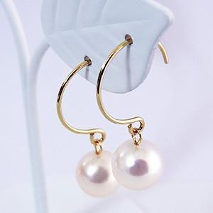 パール ピアス 18金 18k 普段使い フープ あこや本真珠 7mm k18