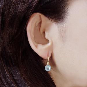パール ピアス 18金 18k フープ あこや本真珠 グレー染色 8mm k18 ゴールド 外径12mm ゆれる ぶら下がり 送料無料 品質保証書付 プレゼント ギフト puの画像