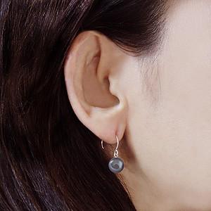 パールピアス 18金 パール ピアス 18k フープ 本真珠 パープル染色 8mm k18 ホワイトゴールド 外径12mm ゆれる ぶら下がり 送料無料 プレゼント 自分買い puの画像