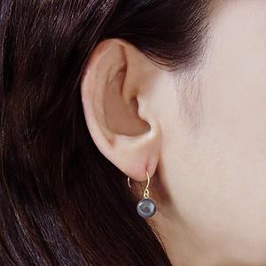 パール ピアス 18金 18k フープ あこや本真珠 パープル染色 8mm k18 ゴールド 外径12mm ゆれる ぶら下がり 送料無料 品質 プレゼント ギフト 自分買い puの画像