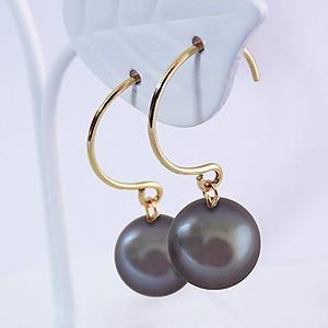 パール ピアス 18金 18k フープ あこや本真珠 パープル染色 8mm k18 ゴールド 外径12mm ゆれる ぶら下がり 送料無料 品質 プレゼント ギフト 自分買い puの画像