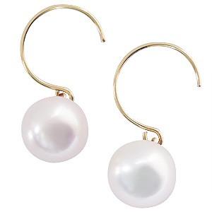 パール ピアス 18金 18k 普段使い フープ あこや本真珠 9mm k18